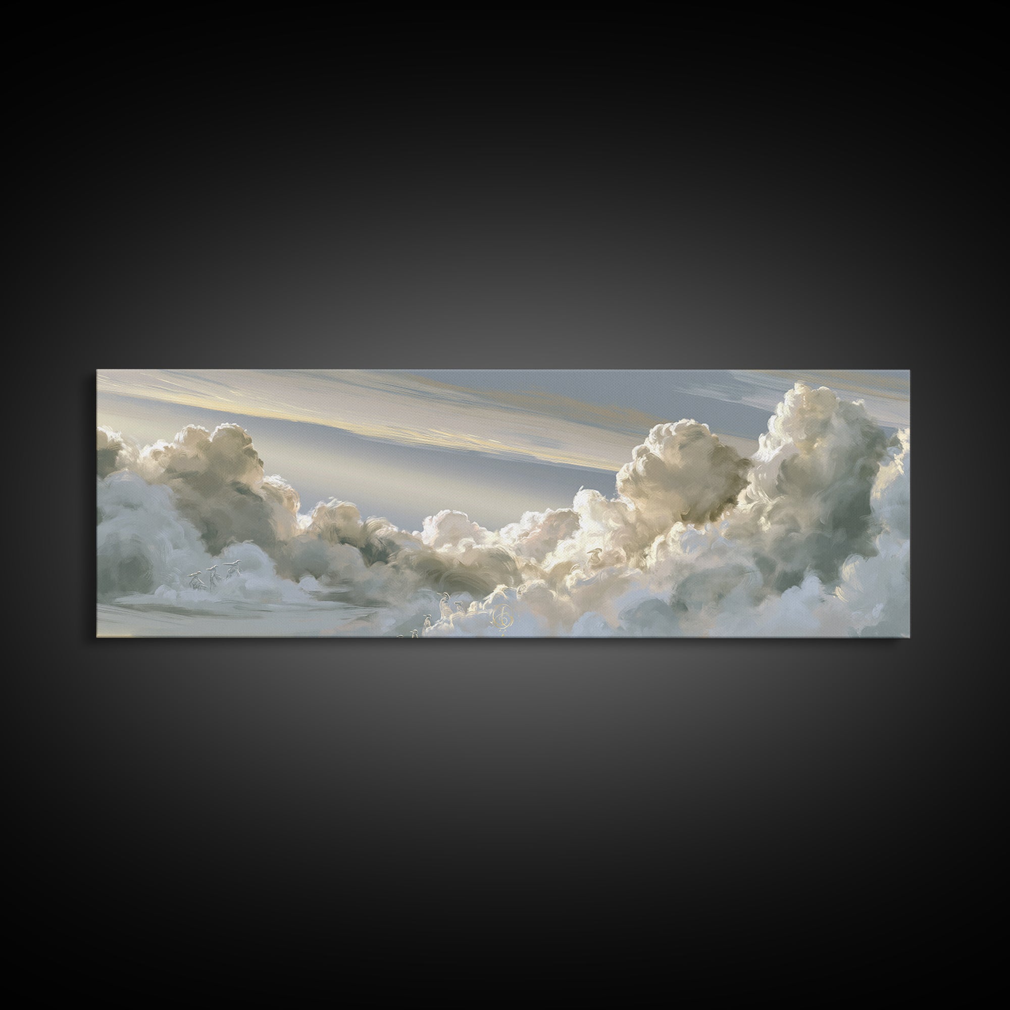 Soft Cloudscape in Cream and Sage Framed Canvas Print, Spa Art, Esthetician Decor, Spa Decor, Fine Art, Serenity, Room Decor, SPA-3x1-53