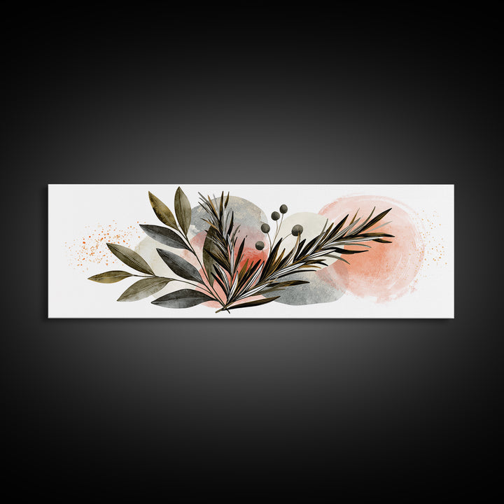 Botanical Herbal Arrangement Canvas Print, Spa Art, Tarot Card Art, Spa Decor, Watercolor Art, Serenity, Textured Painting, SPA-3x1-54