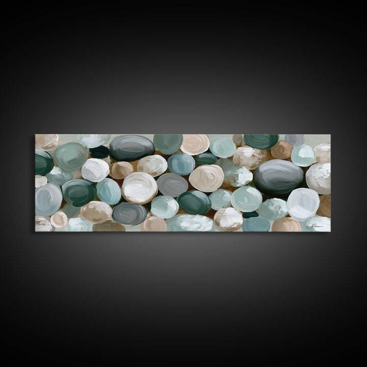 Pebble Texture Abstract Framed Canvas Print, Spa Art, Wall Decor, Spa Decor, Serenity, Minimalist Art, Feminine Wall Art, SPA-3x1-55