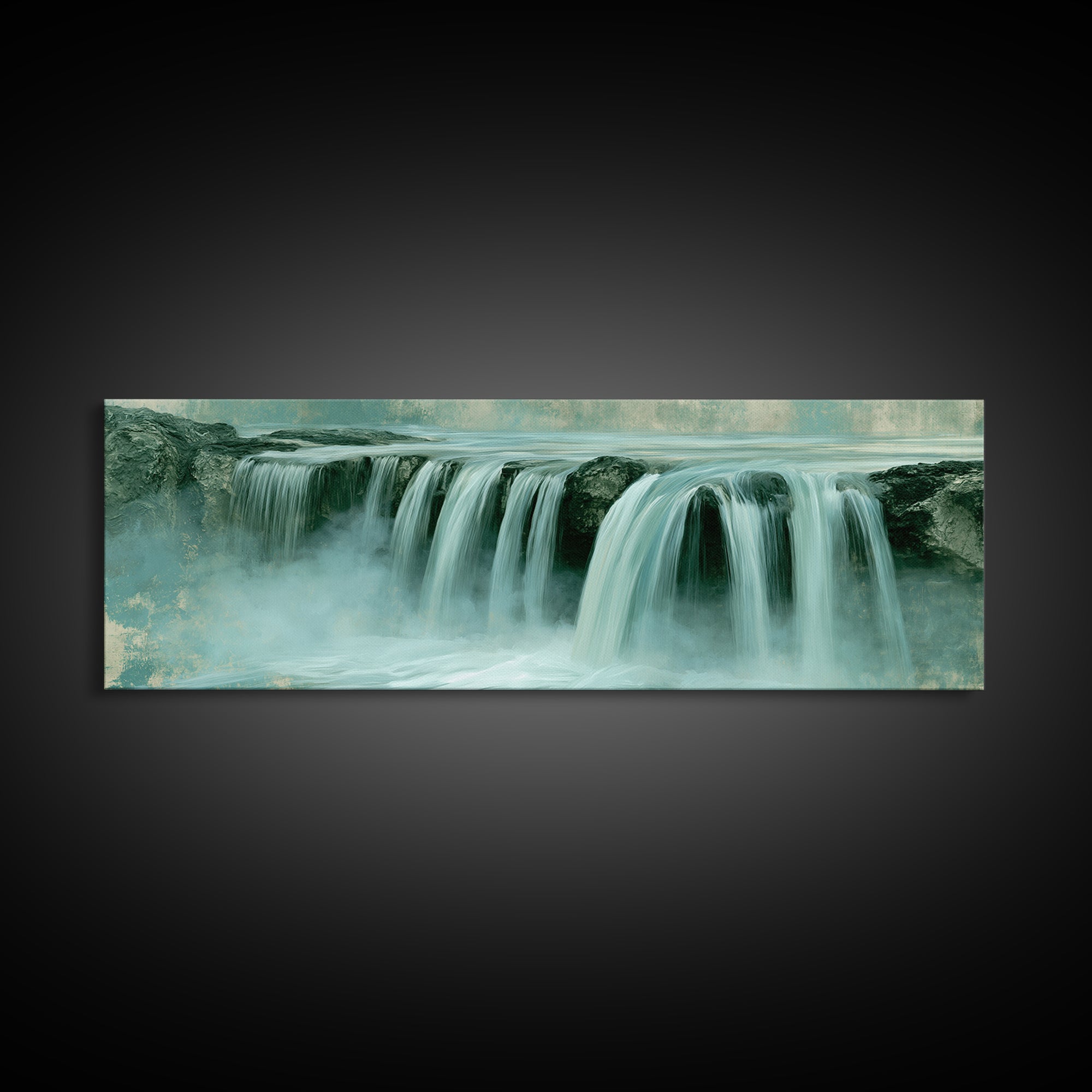 Serene Waterfall with Mist Framed Canvas Print, Spa Art, Fine Art Photography, Spa Decor, Fine Art, Serenity, Wildlife Wall Art, SPA-3x1-58