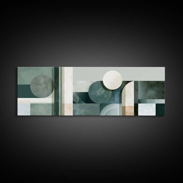 Sage and Ivory Geometric Calm Composition Canvas Print, Spa Art, Hair Salon Wall Art, Spa Decor, Abstract Art, Serenity, SPA-3x1-61