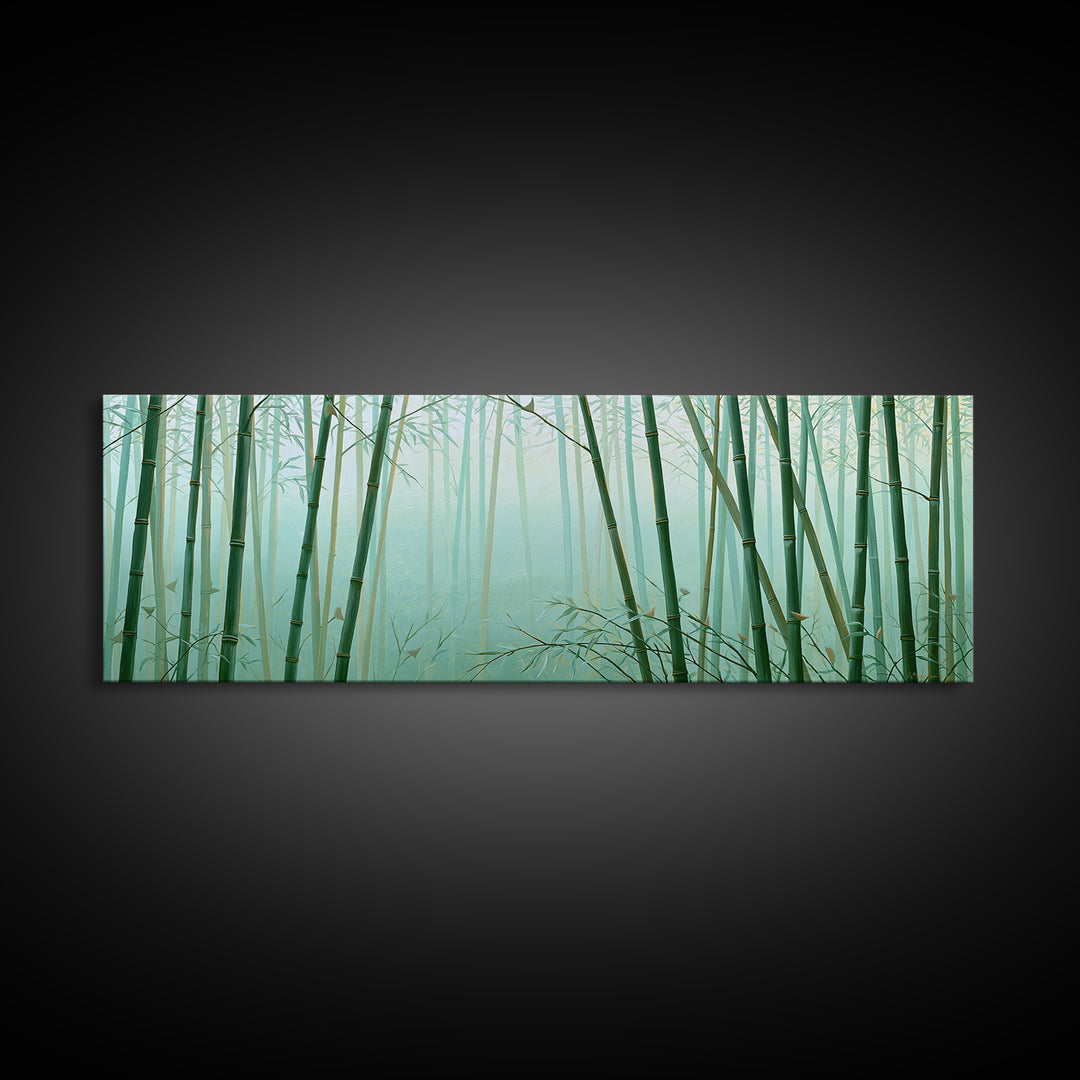 Misty Bamboo Forest Framed Canvas Print, Spa Art, Gallery Decor, Spa Decor, Fine Art, Serenity, Wall Art, Home Decor, SPA-3x1-69