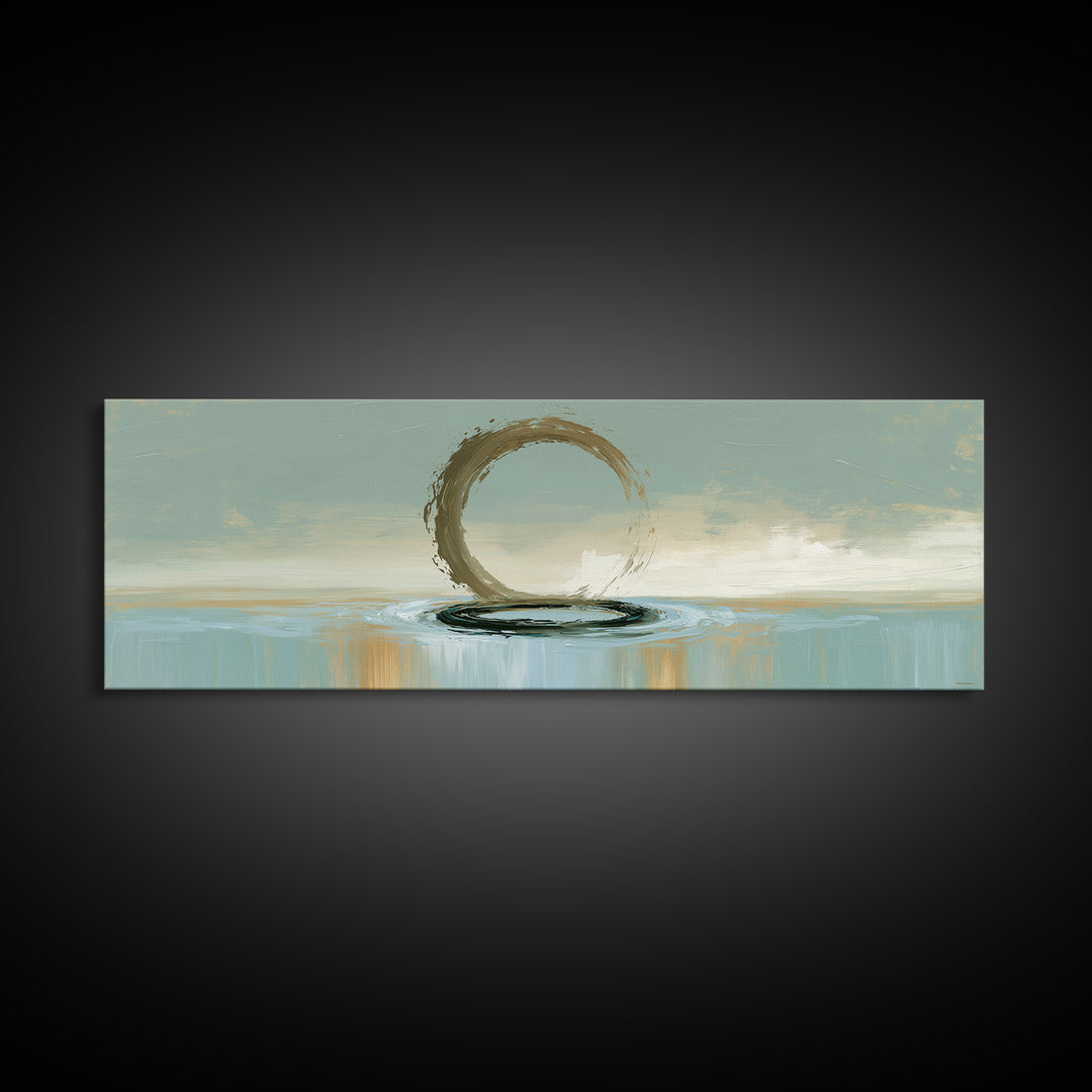 Minimal Zen Circle Brushstroke Framed Canvas Print, Spa Art, Art, Spa Decor, Fine Art, Serenity, Abstract Print, Minimalist Art, SPA-3x1-72
