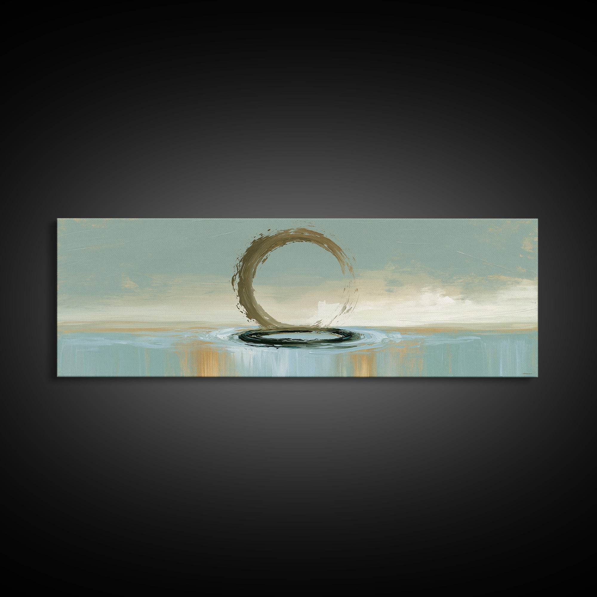 Minimal Zen Circle Brushstroke Framed Canvas Print, Spa Art, Art, Spa Decor, Fine Art, Serenity, Abstract Print, Minimalist Art, SPA-3x1-72
