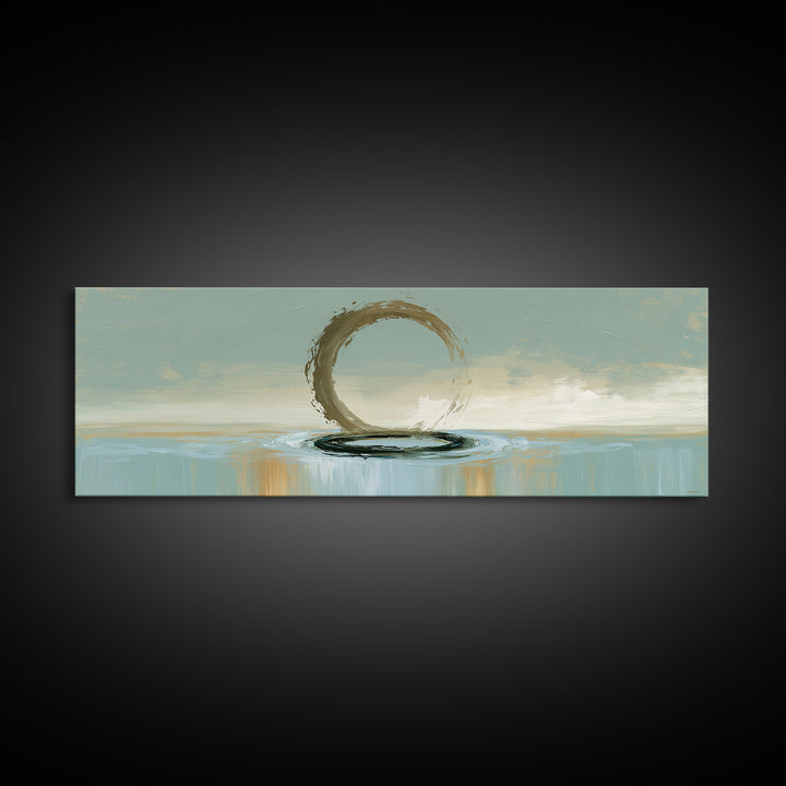 Minimal Zen Circle Brushstroke Framed Canvas Print, Spa Art, Art, Spa Decor, Fine Art, Serenity, Abstract Print, Minimalist Art, SPA-3x1-72