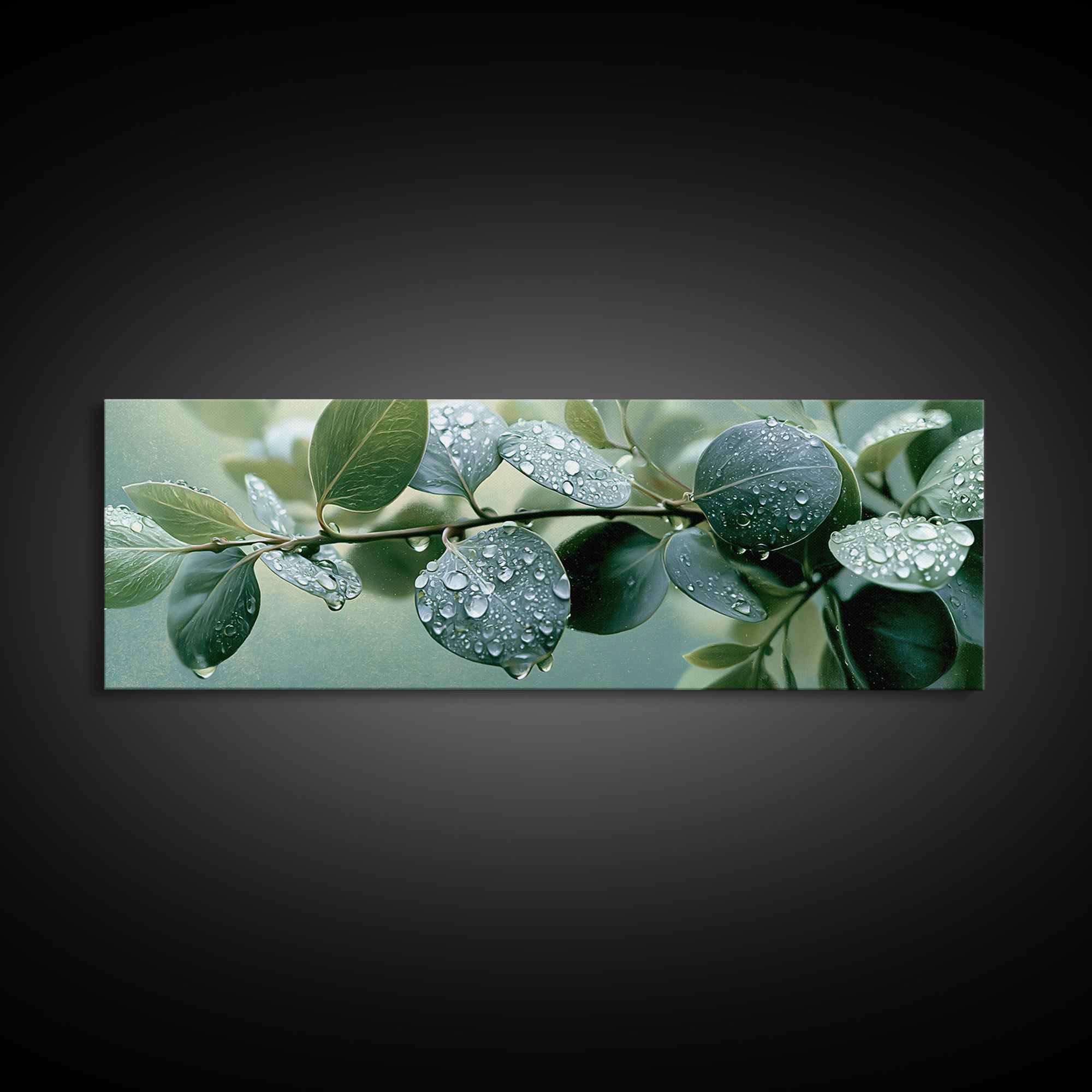 Rain on Leaves Canvas Print, Spa Art, Printable Wall Art, Spa Decor, Serenity, Feminine Wall Art, Fine Art Photography, SPA-3x1-80