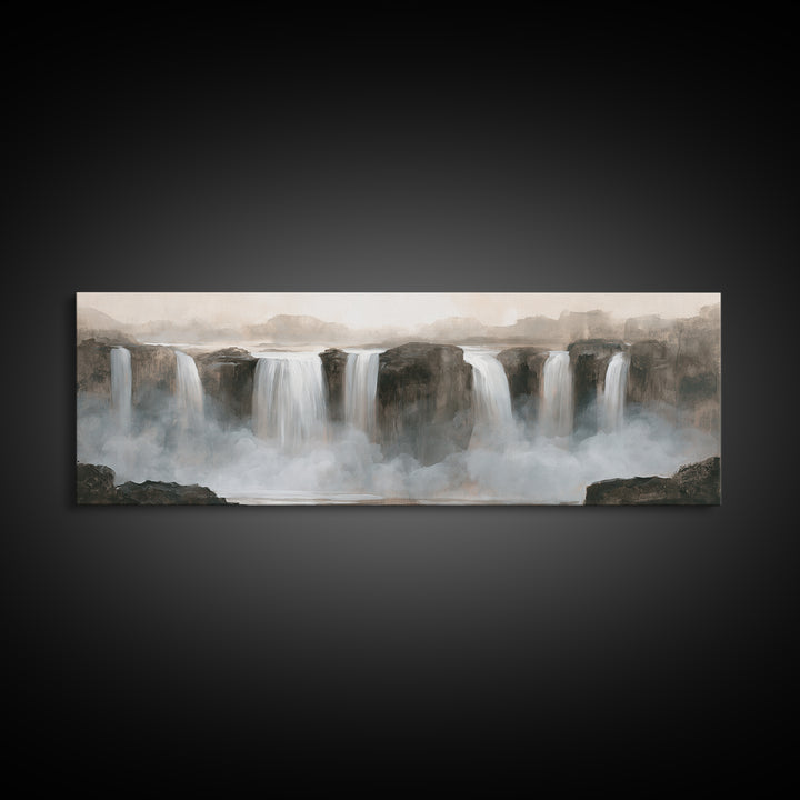 Serene Waterfall with Mist Framed Canvas Print, Spa Art, Fine Art Photography, Spa Decor, Fine Art, Serenity, Wildlife Wall Art, SPA-3x1-82