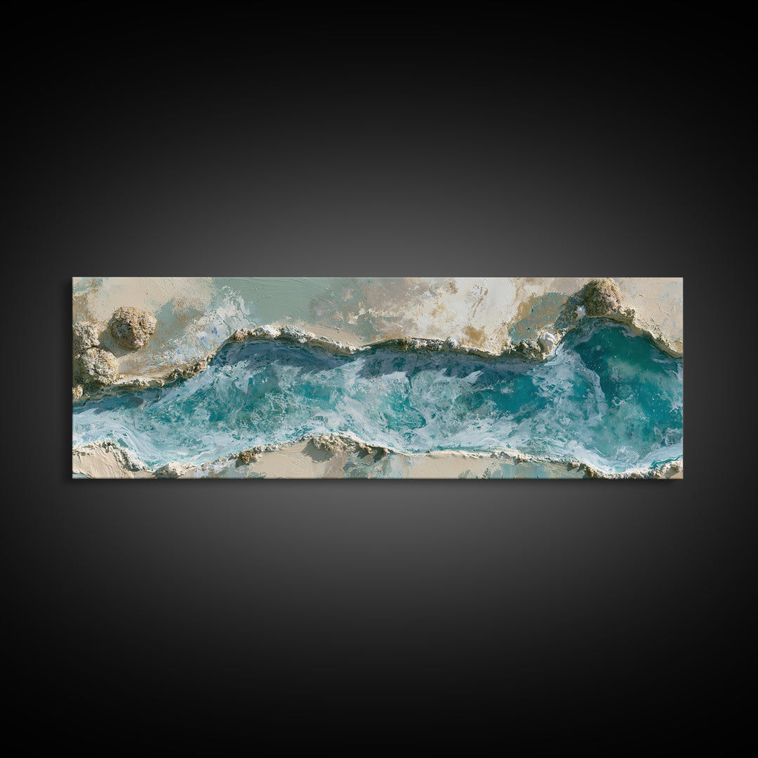 Blue Lagoon Water Seen from Above Framed Canvas Print, Spa Art, Printable Art, Spa Decor, Serenity, Fine Art Photography, SPA-3x1-84