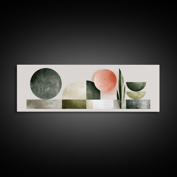 Sage and Ivory Geometric Calm Composition Canvas Print, Spa Art, Hair Salon Wall Art, Spa Decor, Abstract Art, Serenity, SPA-3x1-85