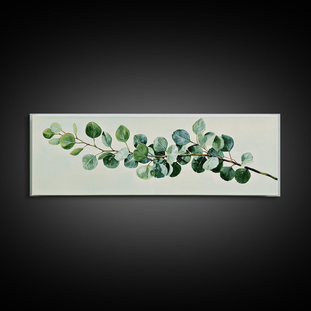 Eucalyptus Branch in Soft Green Watercolor Canvas Print, Spa Art, Wall Art Print, Spa Decor, Fine Art, Serenity, Animal Art, SPA-3x1-91