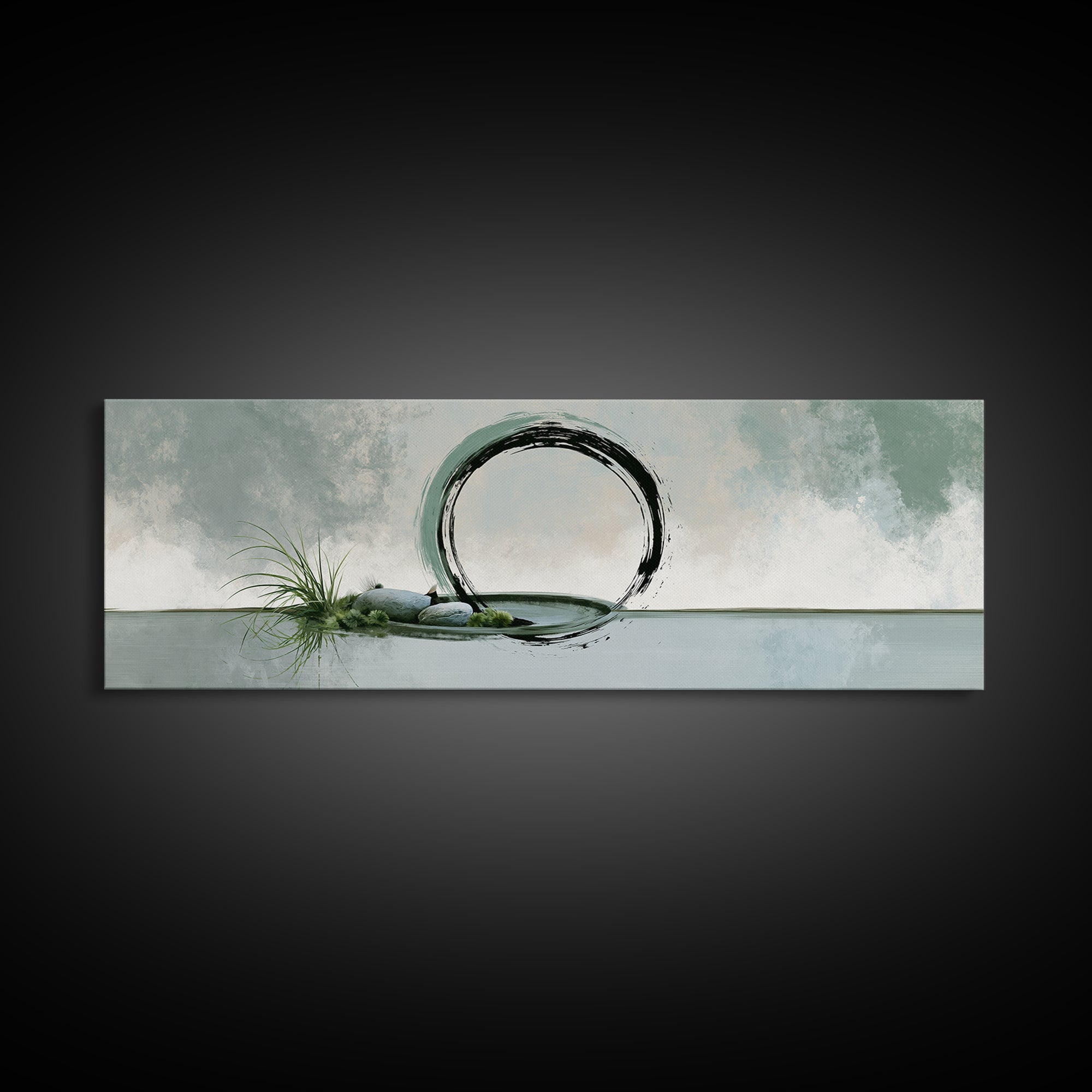 Minimal Zen Circle Brushstroke Canvas Print, Spa Art, Room Decor, Spa Decor, Fine Art, Serenity, Nature Prints, Travel Poster, SPA-3x1-96