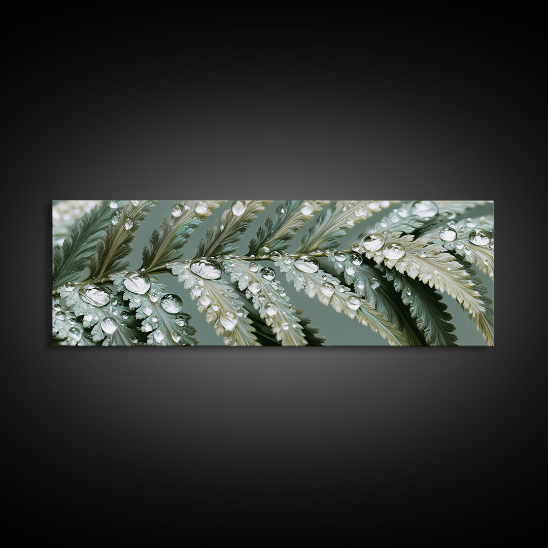 Fern Leaf Closeup Framed Canvas Print, Spa Art, Botanical Art, Spa Decor, Oil Painting, Serenity, Fashion Wall Art, SPA-3x1-99