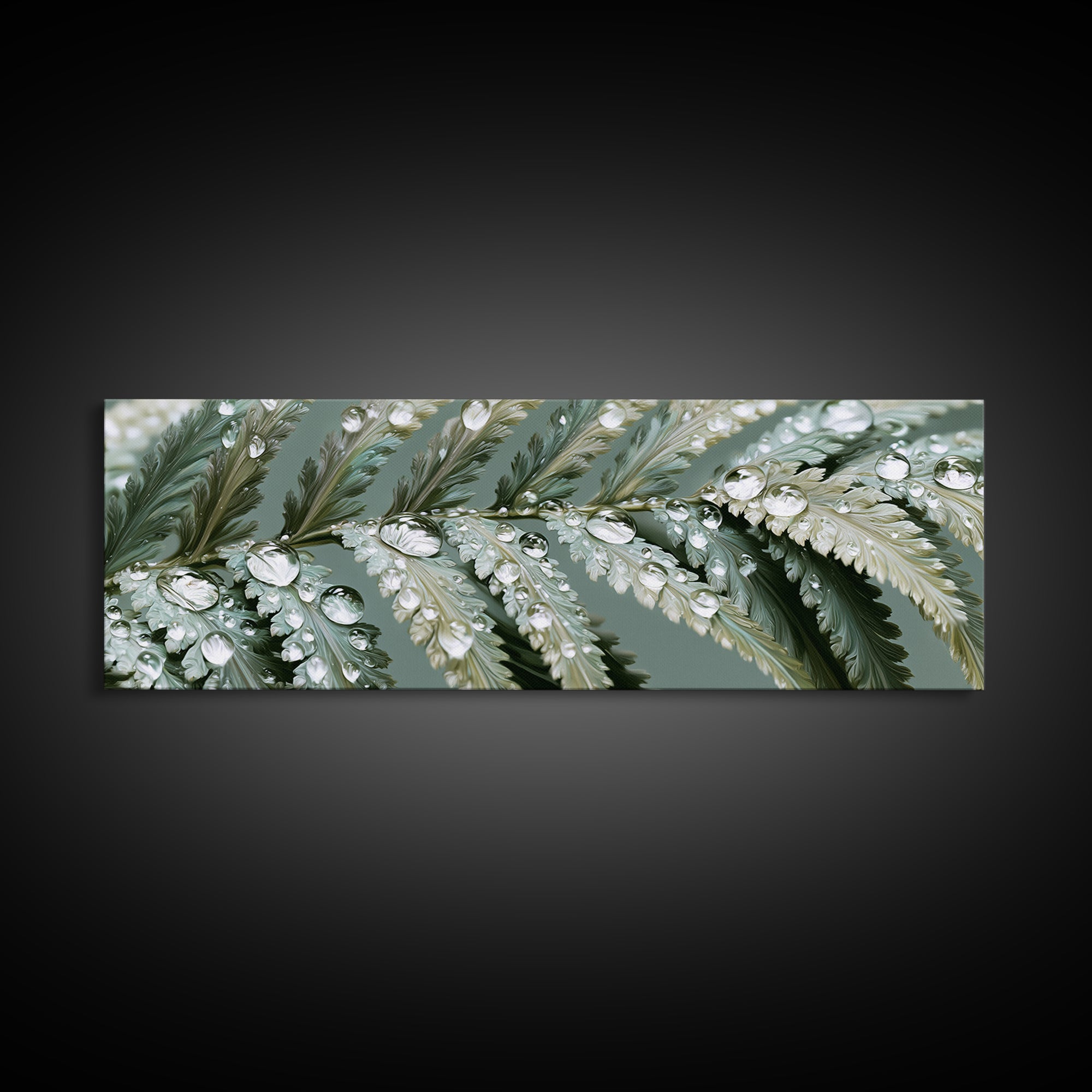 Fern Leaf Closeup Framed Canvas Print, Spa Art, Botanical Art, Spa Decor, Oil Painting, Serenity, Fashion Wall Art, SPA-3x1-99
