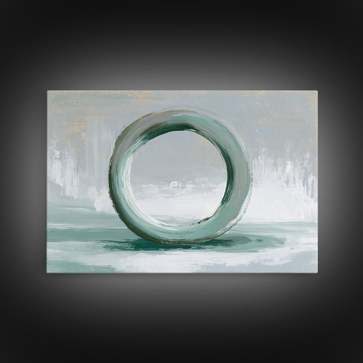 Minimal Zen Circle Brushstroke Canvas Print, Spa Art, Salon Decor, Spa Decor, Fine Art, Serenity, Statement Artwork, Boho Decor, SPA-3x2-12