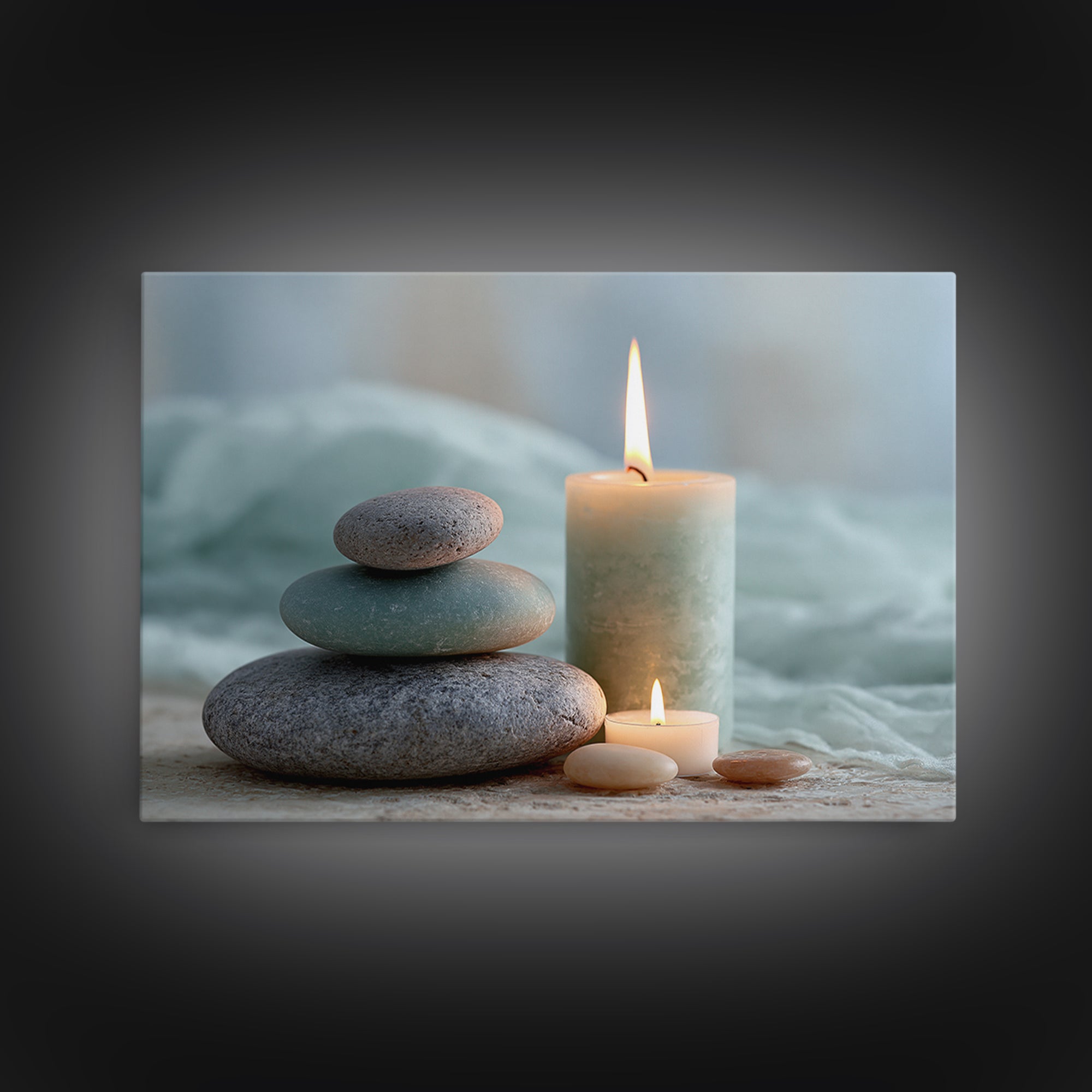 Warm Candle Flame Canvas Print, Spa Art, Hair Salon Wall Art, Spa Decor, Oil Painting, Serenity, Minimalist Decor, SPA-3x2-37