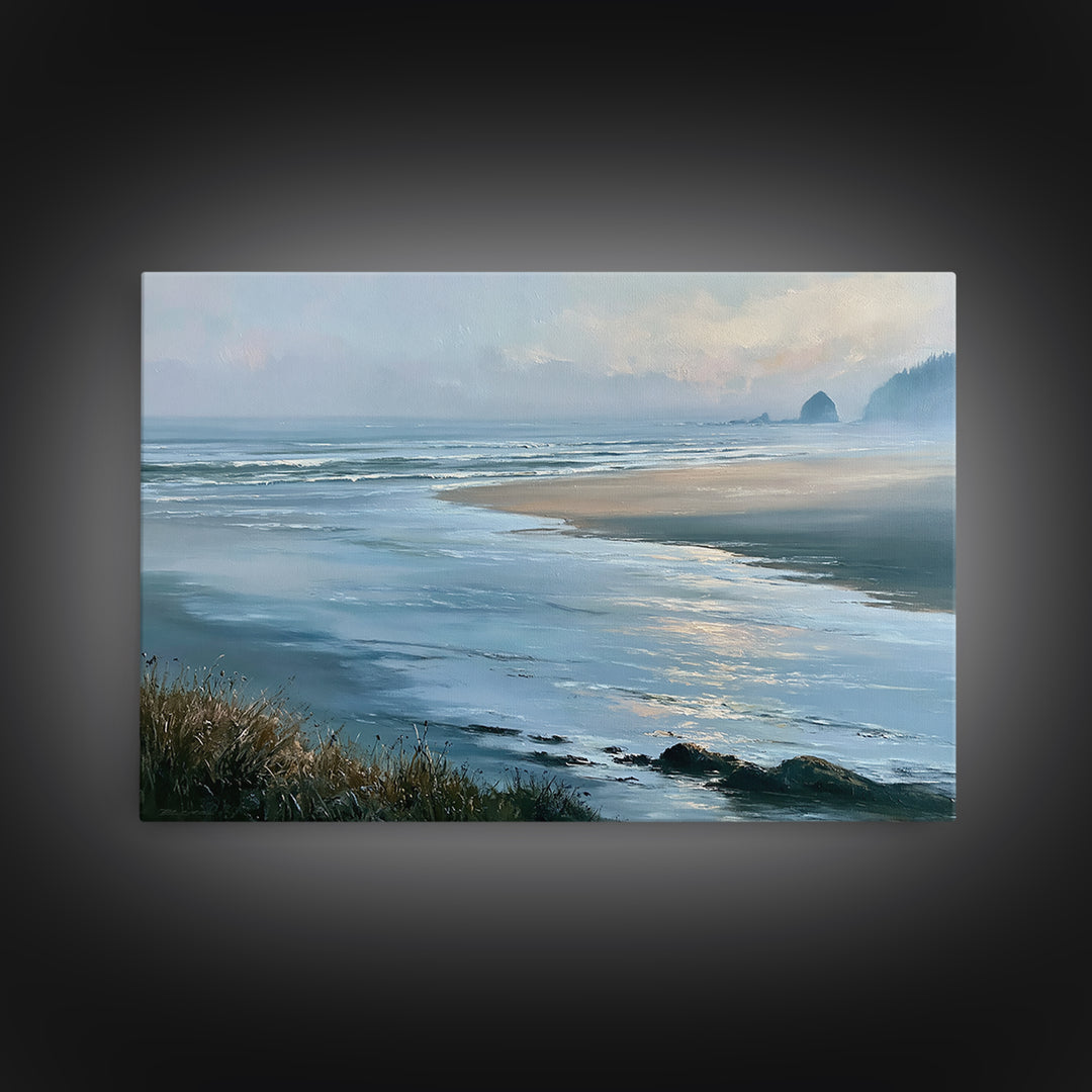Coastal Horizon in Muted Spa Blues Canvas Print, Spa Art, Animal Art, Spa Decor, Serenity, Gallery Decor, Neutral Decor, SPA-3x2-38