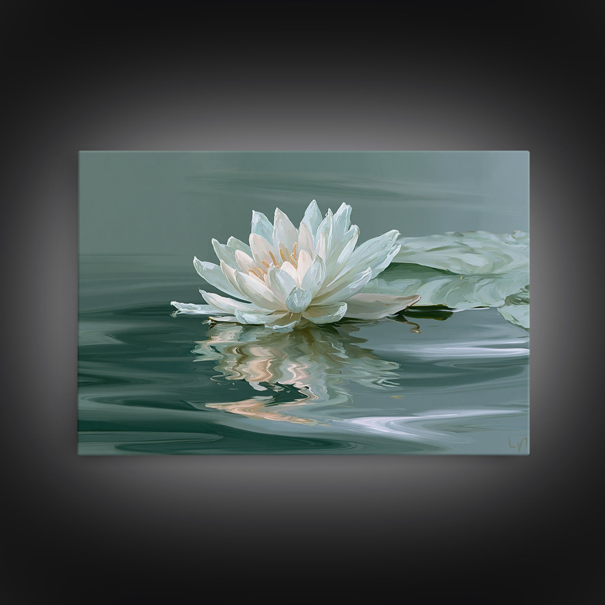 Lotus Flower Floating on Still Pond Canvas Print, Spa Art, Art Print, Spa Decor, Watercolor Art, Serenity, Botanical Art, SPA-3x2-56