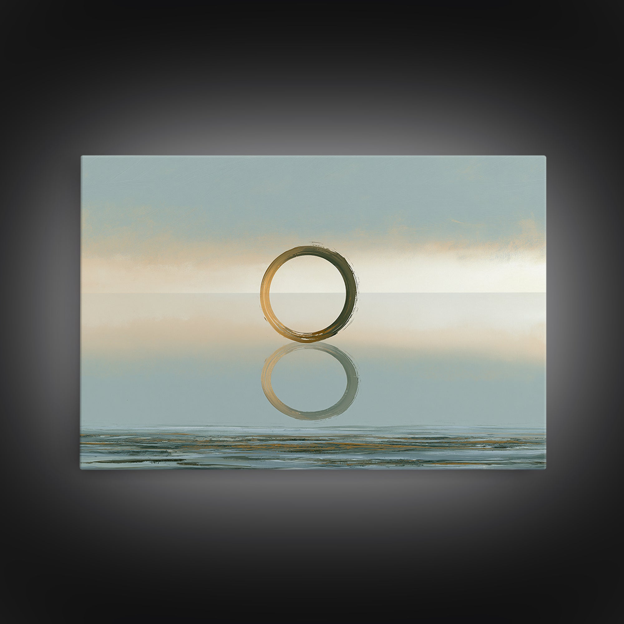Minimal Zen Circle Brushstroke Framed Canvas Print, Spa Art, Room Decor, Spa Decor, Fine Art, Serenity, Nature Prints, SPA-3x2-60
