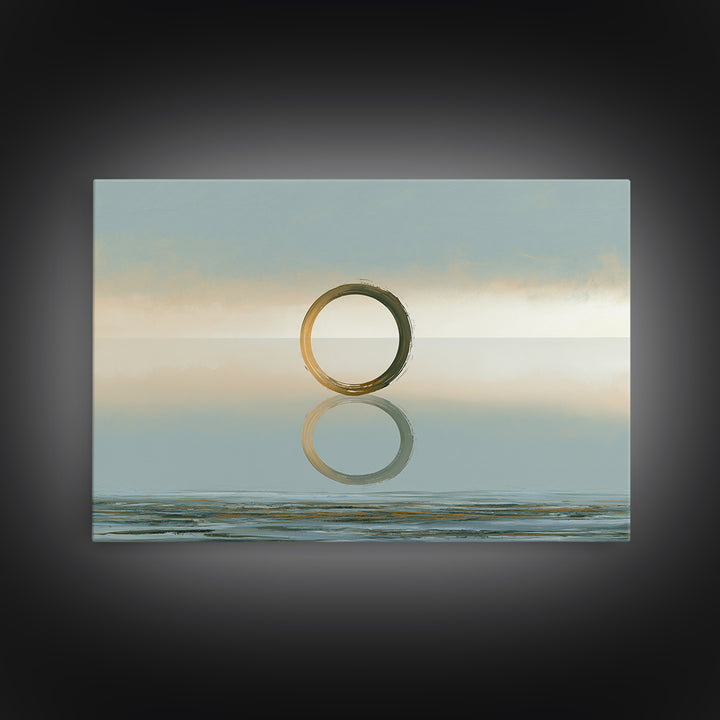 Minimal Zen Circle Brushstroke Framed Canvas Print, Spa Art, Room Decor, Spa Decor, Fine Art, Serenity, Nature Prints, SPA-3x2-60