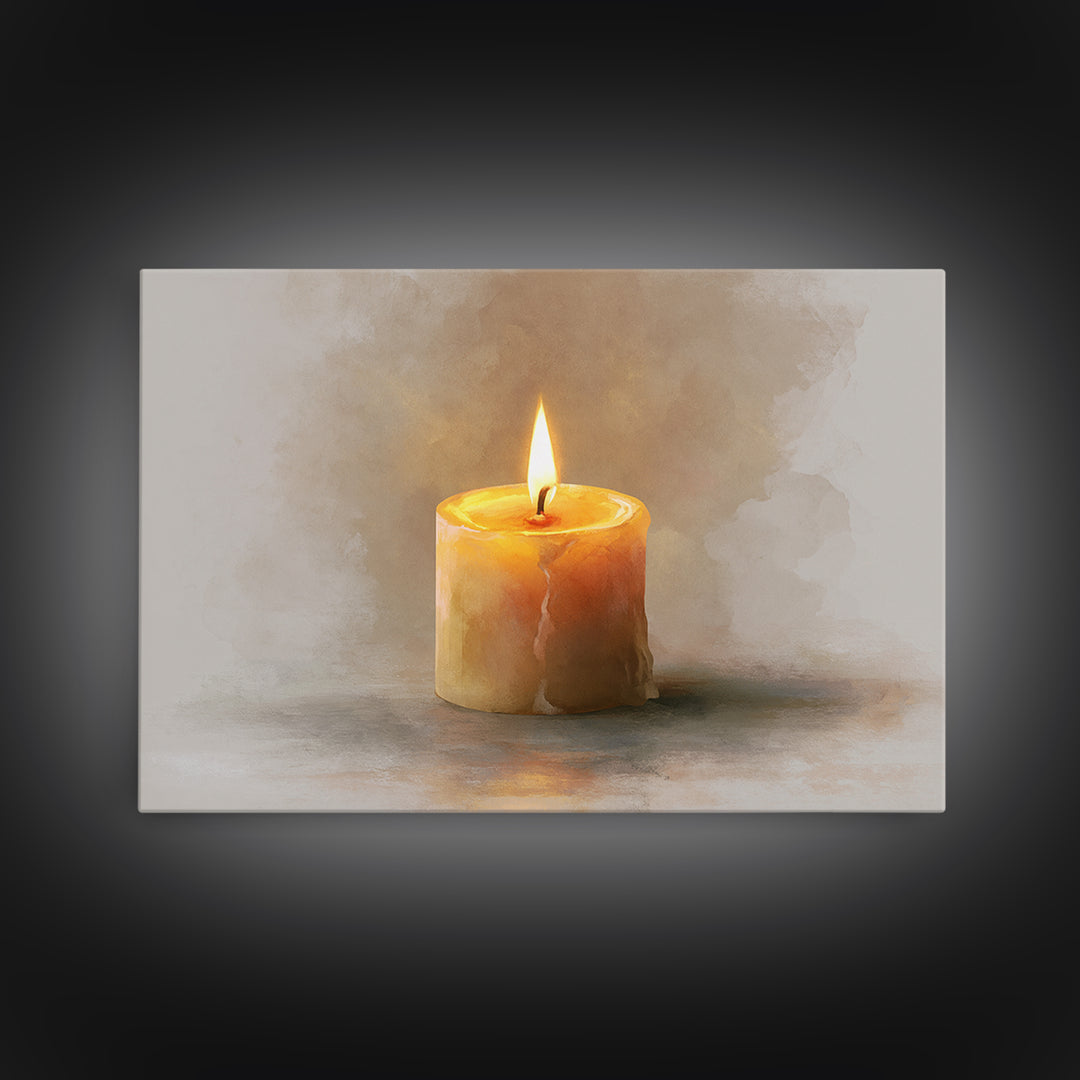 Warm Candle Flame Canvas Print, Spa Art, Hair Salon Wall Art, Spa Decor, Oil Painting, Serenity, Minimalist Decor, SPA-3x2-61