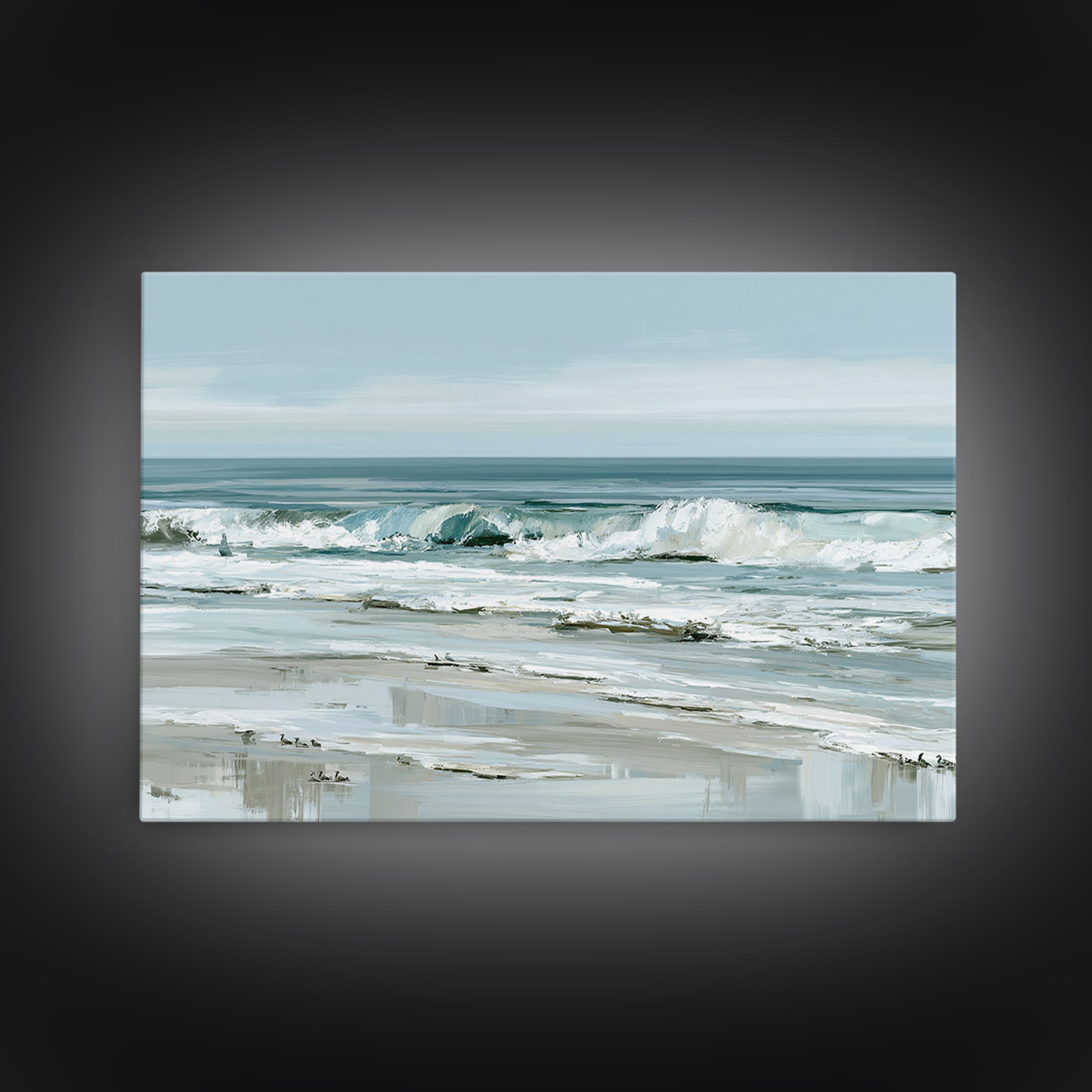 Coastal Horizon in Muted Spa Blues Canvas Print, Spa Art, Animal Art, Spa Decor, Serenity, Gallery Decor, Neutral Decor, SPA-3x2-62