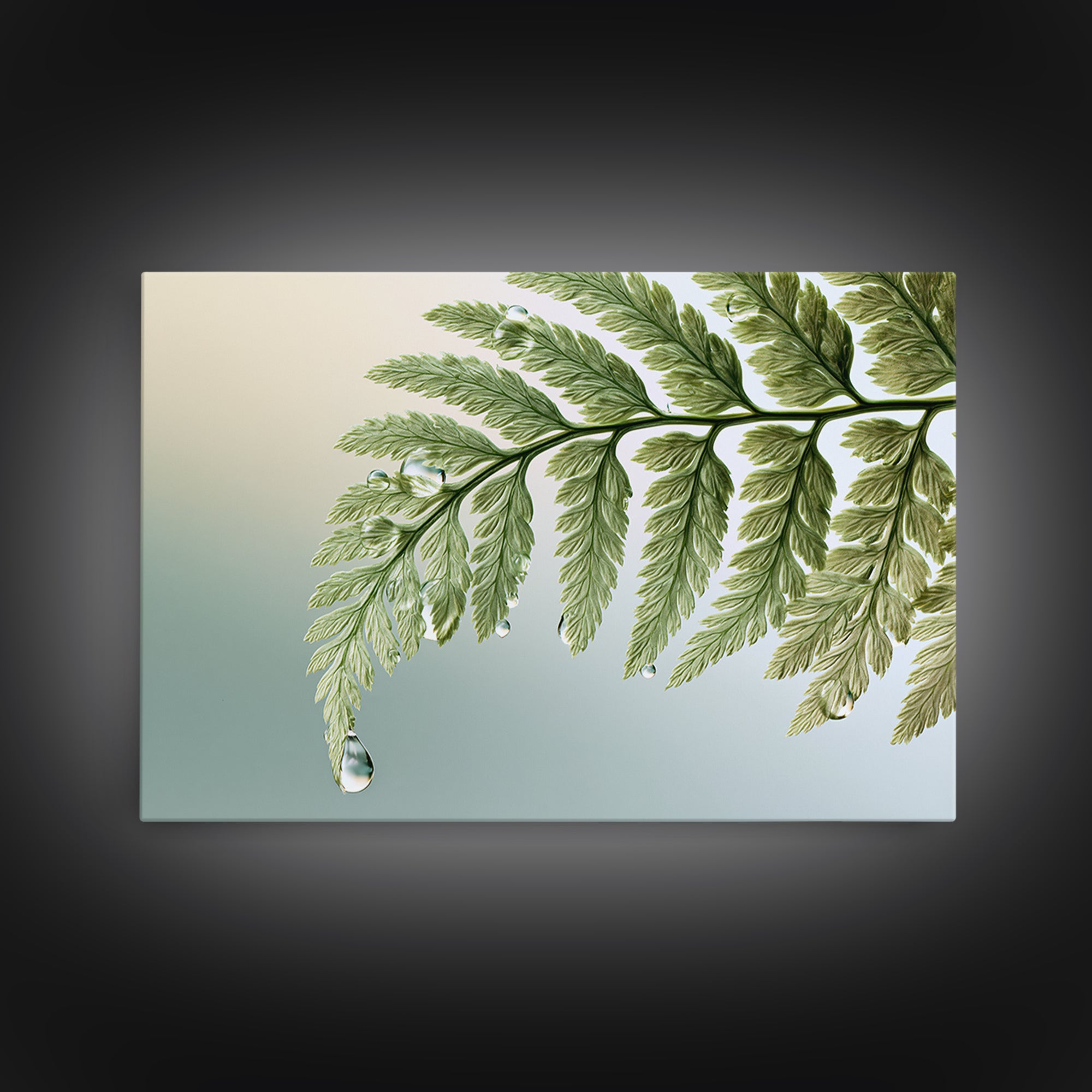Fern Leaf Closeup Framed Canvas Print, Spa Art, Salon Decor, Spa Decor, Oil Painting, Serenity, Statement Artwork, Boho Decor, SPA-3x2-63