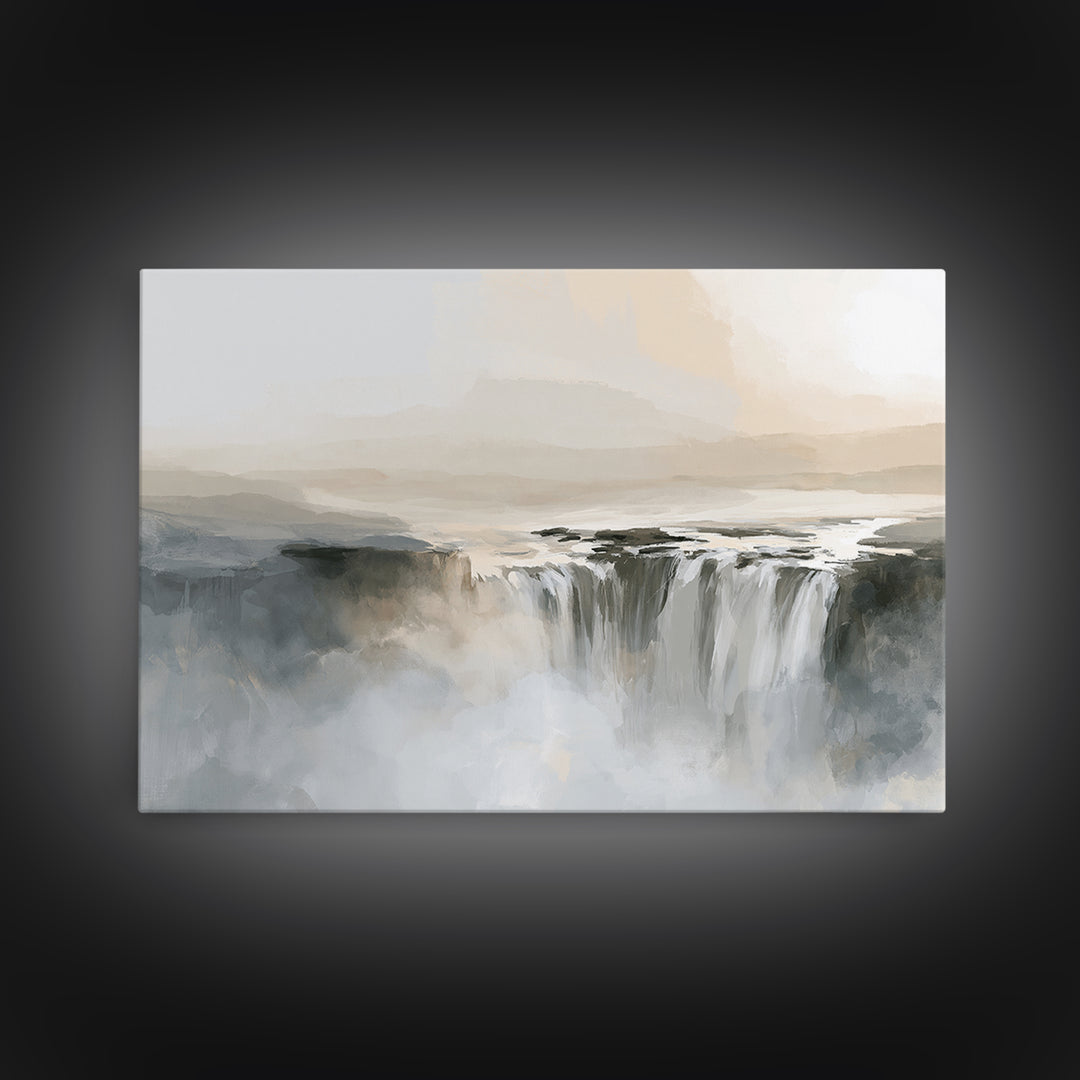 Serene Waterfall with Mist Framed Canvas Print, Spa Art, Fashion Wall Art, Spa Decor, Fine Art, Serenity, Modern Decor, SPA-3x2-70
