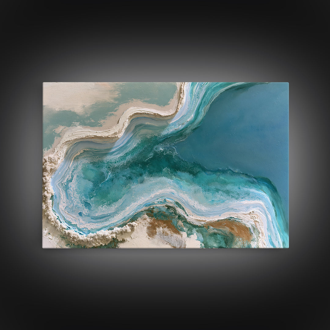 Blue Lagoon Water Seen from Above Canvas Print, Spa Art, Minimalist Decor, Spa Decor, Fine Art, Serenity, Contemporary Art, SPA-3x2-72
