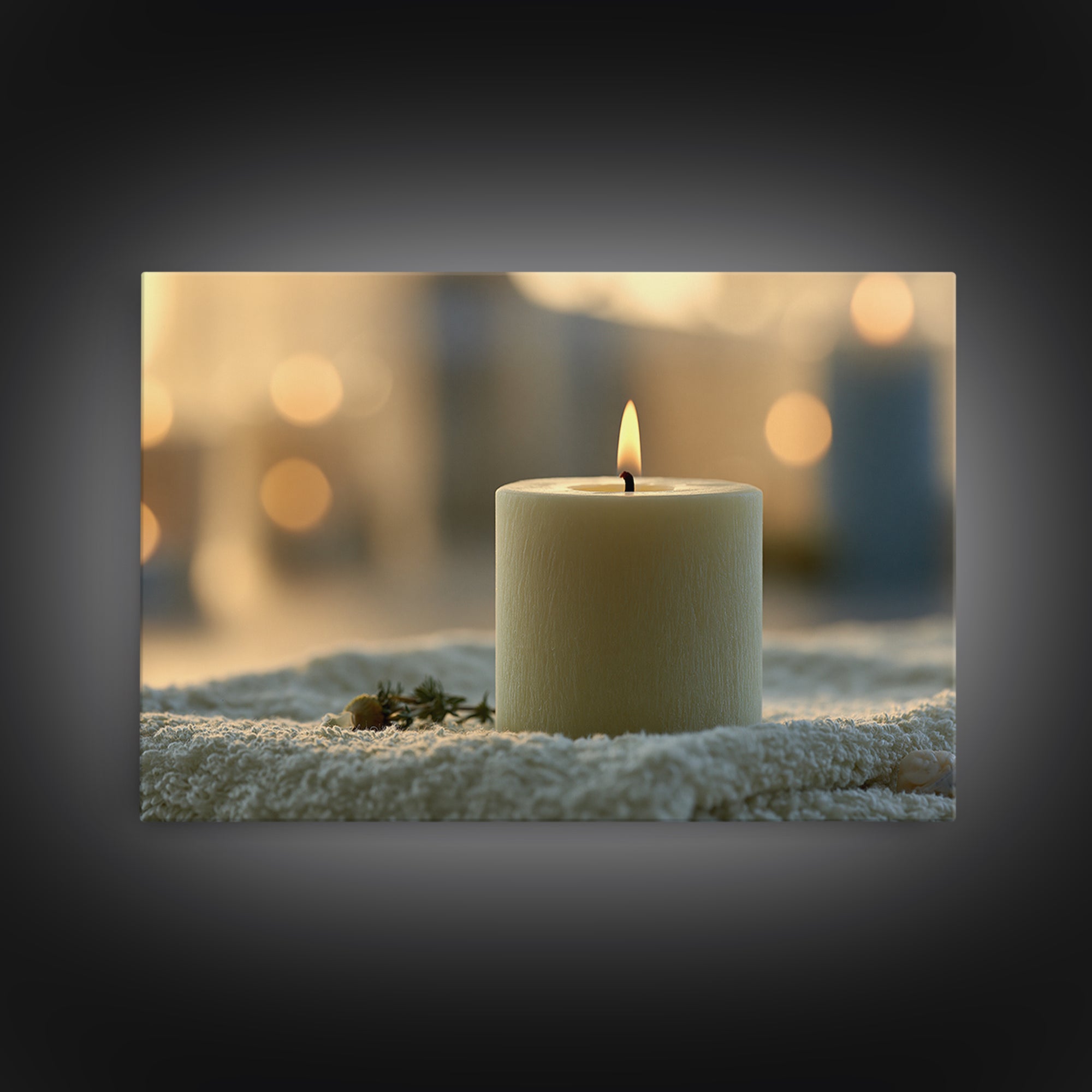 Warm Candle Flame Framed Canvas Print, Spa Art, Statement Artwork, Spa Decor, Fine Art, Serenity, Printable Wall Art, SPA-3x2-85
