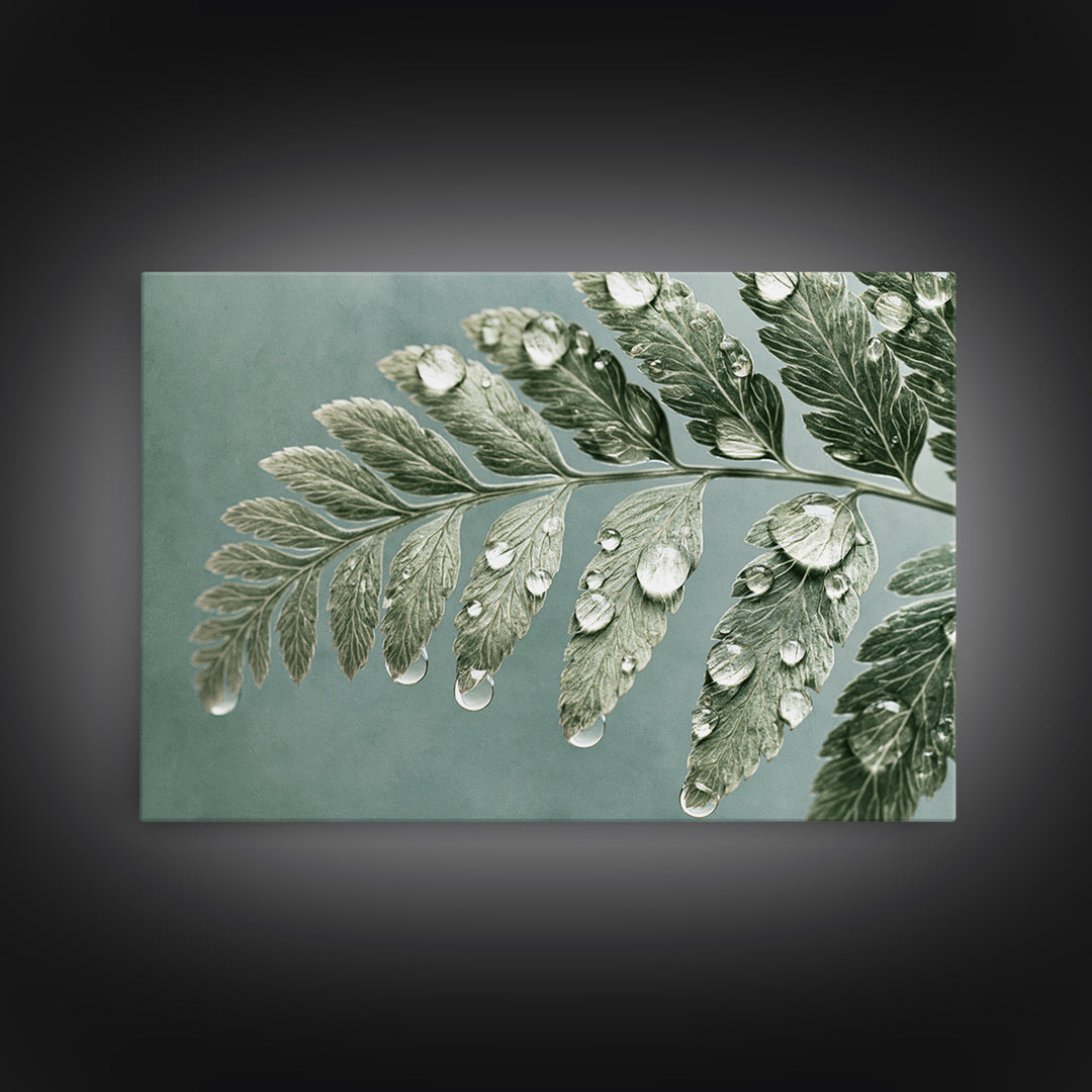Fern Leaf Closeup Framed Canvas Print, Spa Art, Art, Spa Decor, Serenity, Abstract Print, Minimalist Art, Feminine Wall Art, SPA-3x2-87
