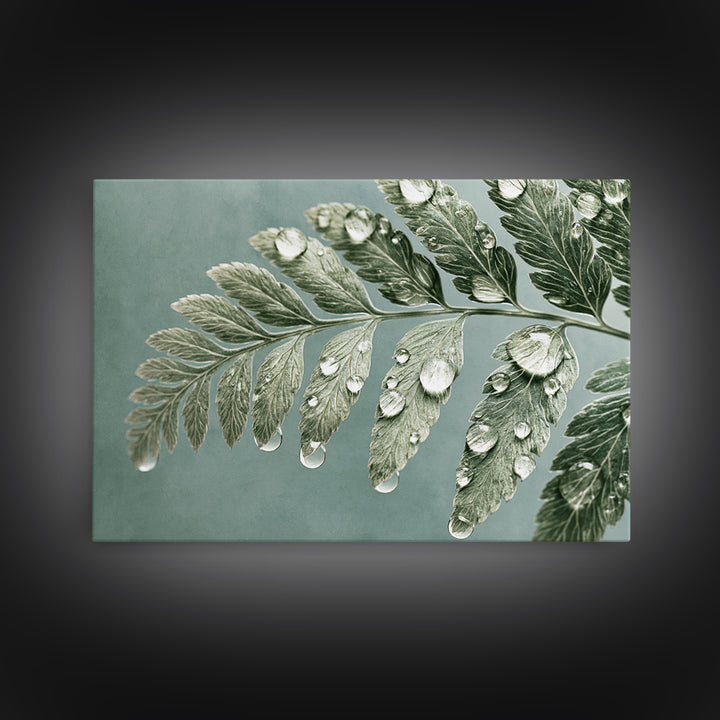 Fern Leaf Closeup Framed Canvas Print, Spa Art, Art, Spa Decor, Serenity, Abstract Print, Minimalist Art, Feminine Wall Art, SPA-3x2-87