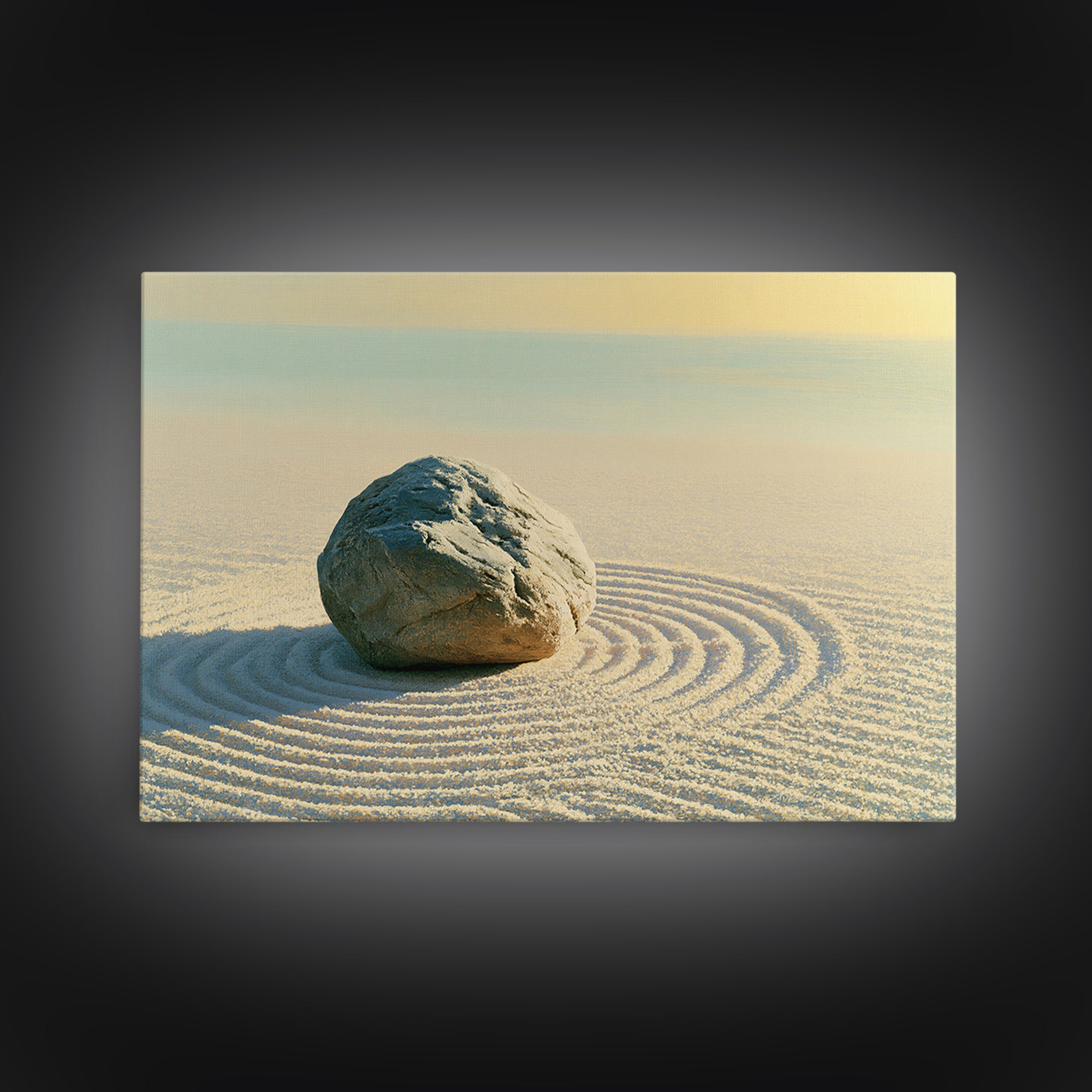 Sand Garden Lines Canvas Print, Spa Art, Wall Decor, Spa Decor, Oil Painting, Serenity, Minimalist Art, Feminine Wall Art, SPA-3x2-88