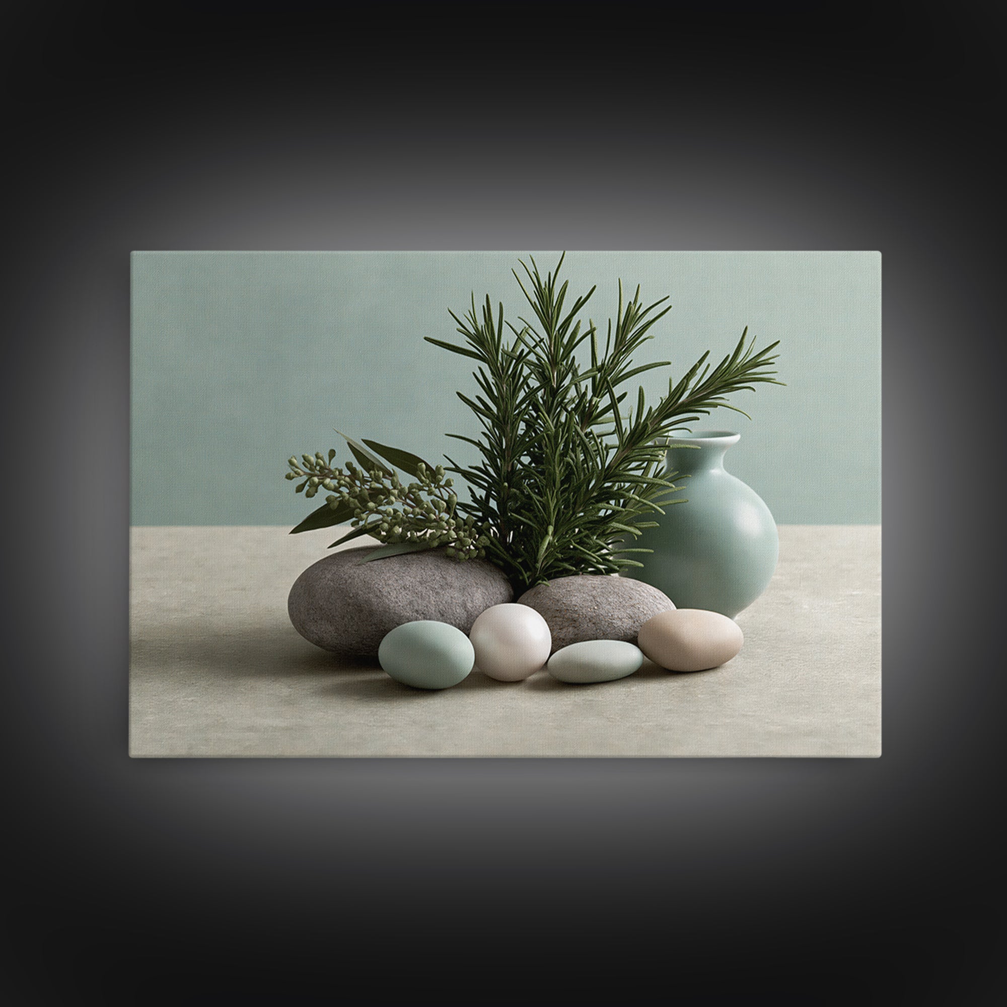 Botanical Herbal Arrangement Framed Canvas Print, Spa Art, Teen Girl Room Decor, Spa Decor, Fine Art, Serenity, Luxury Decor, SPA-3x2-90