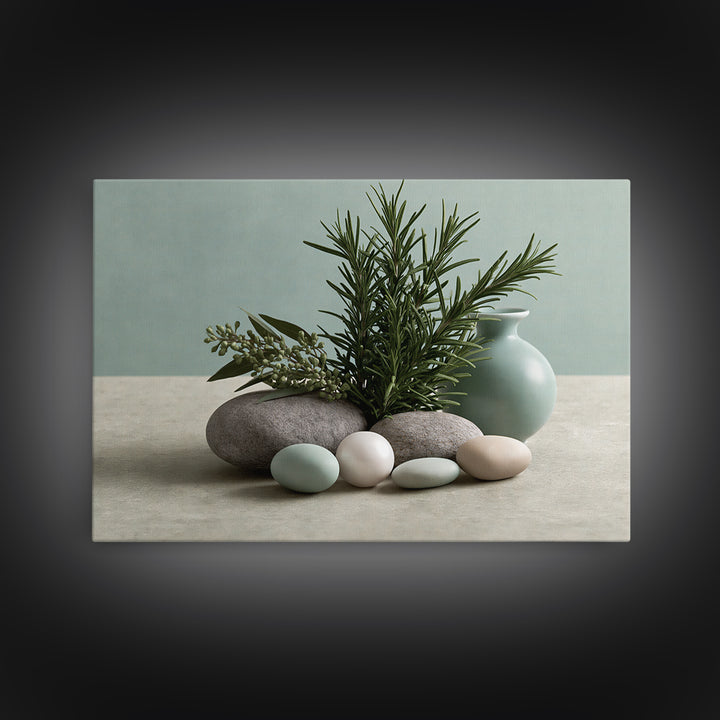 Botanical Herbal Arrangement Framed Canvas Print, Spa Art, Teen Girl Room Decor, Spa Decor, Fine Art, Serenity, Luxury Decor, SPA-3x2-90