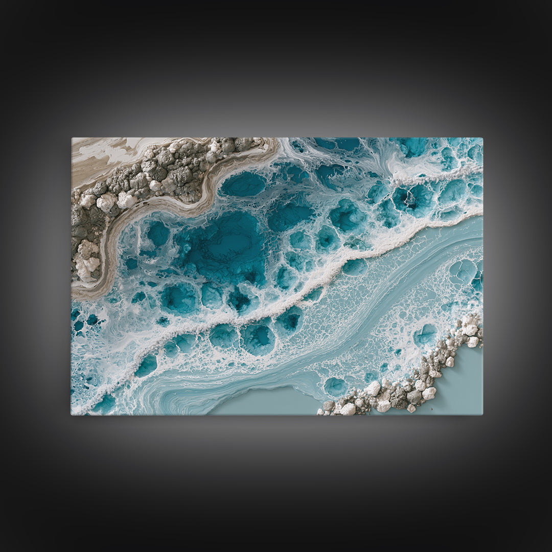Blue Lagoon Water Seen from Above Framed Canvas Print, Spa Art, Printable Art, Spa Decor, Serenity, Fine Art Photography, SPA-3x2-96