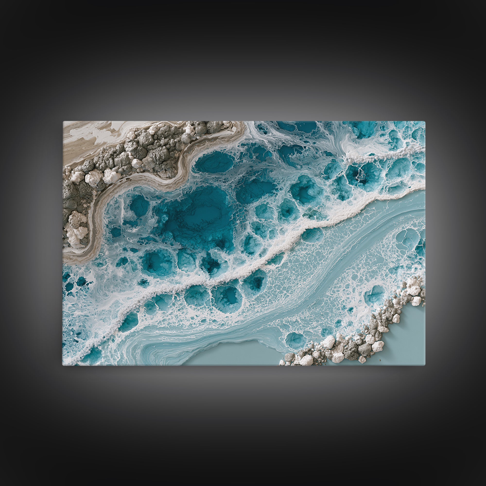 Blue Lagoon Water Seen from Above Framed Canvas Print, Spa Art, Printable Art, Spa Decor, Serenity, Fine Art Photography, SPA-3x2-96