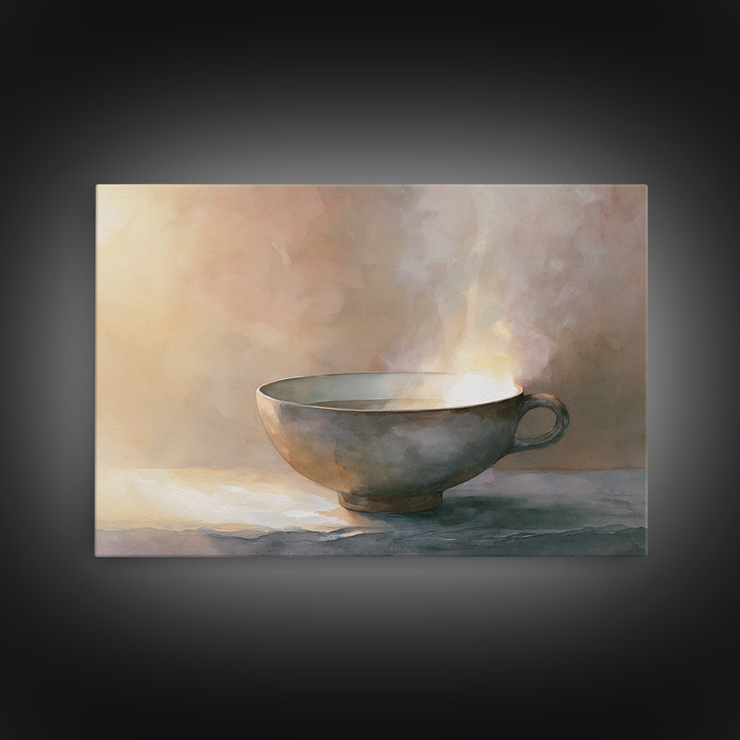 Tea Bowl and Steam Still Life Canvas Print, Spa Art, Esthetician Decor, Spa Decor, Fine Art, Serenity, Room Decor, SPA-3x2-98