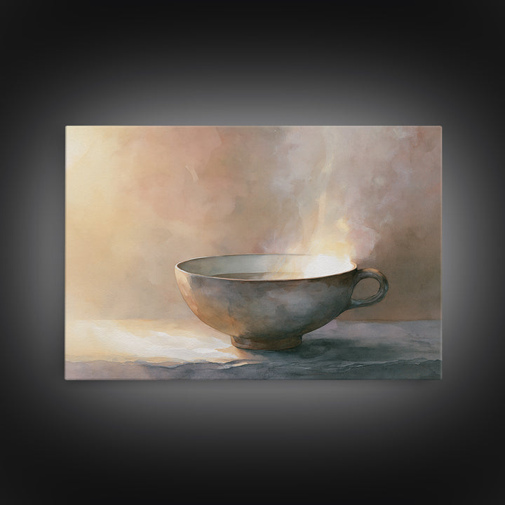 Tea Bowl and Steam Still Life Canvas Print, Spa Art, Esthetician Decor, Spa Decor, Fine Art, Serenity, Room Decor, SPA-3x2-98