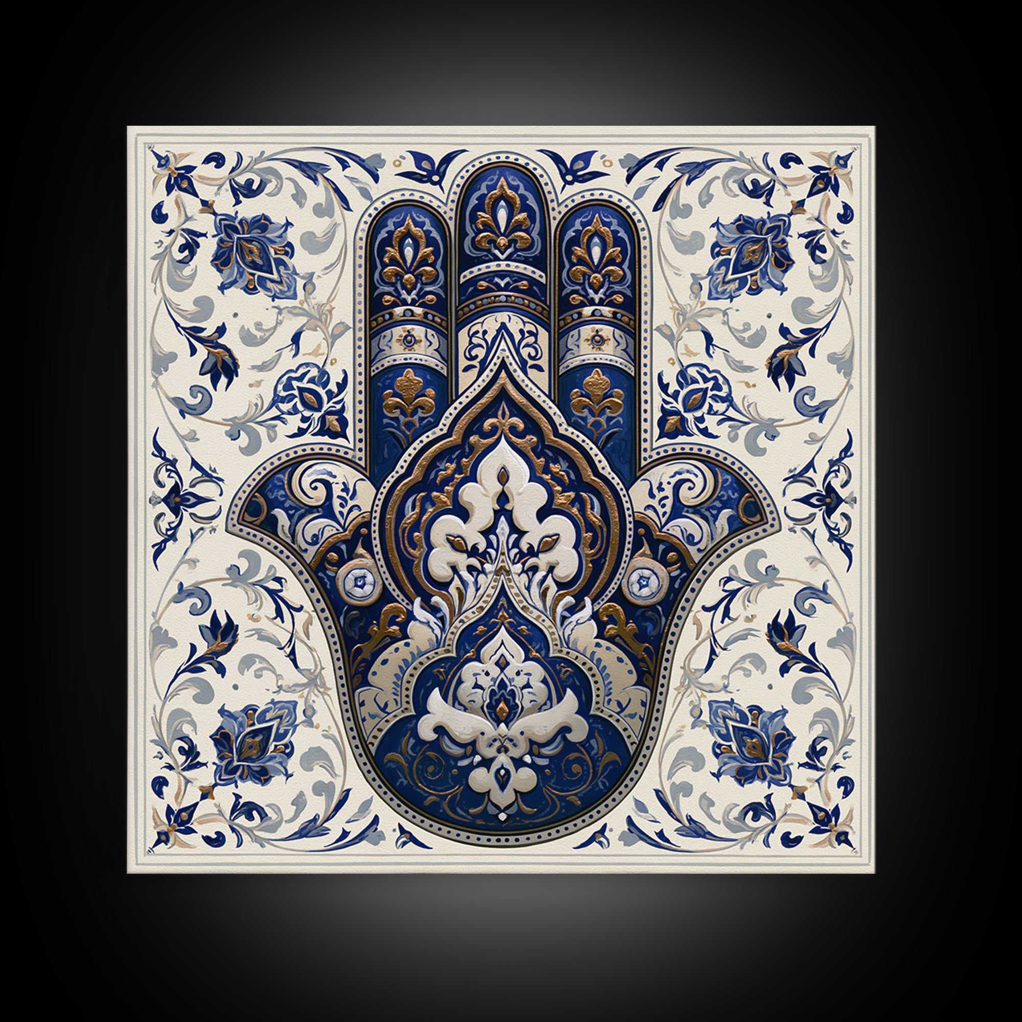 Protective Hand Motif Canvas Print, Spiritual Art, Framed Wall Art, Living Room Decor, Fine Art, Spirit, Digital Poster, SPI-1x1-23