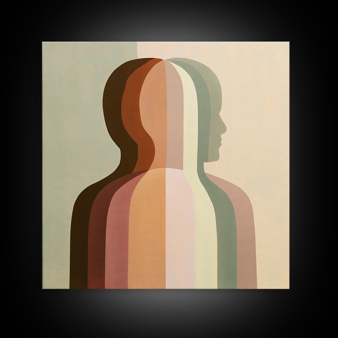 Chakra Inspired Figure in Soft Colors Framed Canvas Print, Spiritual Art, Black Art, Living Room Decor, Fine Art, Spirit, SPI-1x1-7