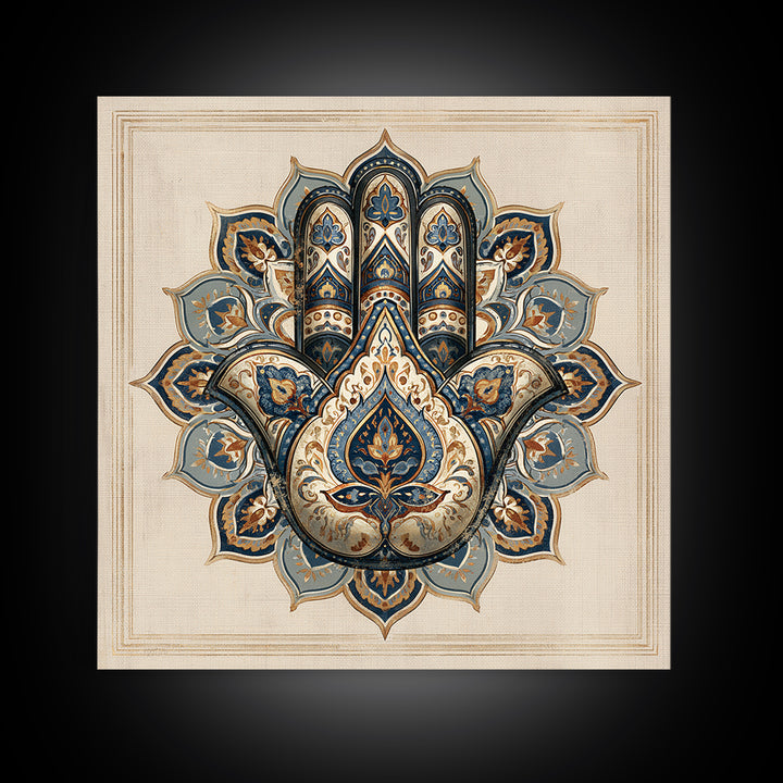 Protective Hand Motif Framed Canvas Print, Spiritual Art, Neutral Decor, Living Room Decor, Fine Art, Spirit, Wall Decor, SPI-1x1-71