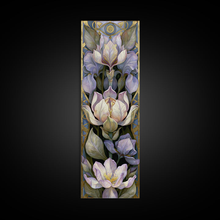 Third Eye Symbol Surrounded by Flowers Canvas Print, Spiritual Art, Wall Art, Living Room Decor, Oil Painting, Spirit, SPI-1x3-18