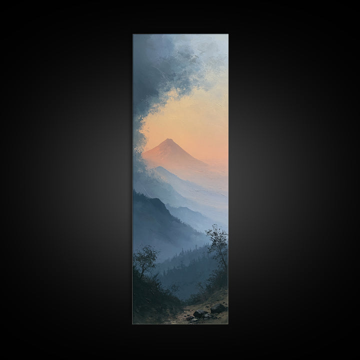 Mountain Sunrise as Awakening Symbol Canvas Print, Spiritual Art, Gallery Decor, Living Room Decor, Oil Painting, Spirit, SPI-1x3-33