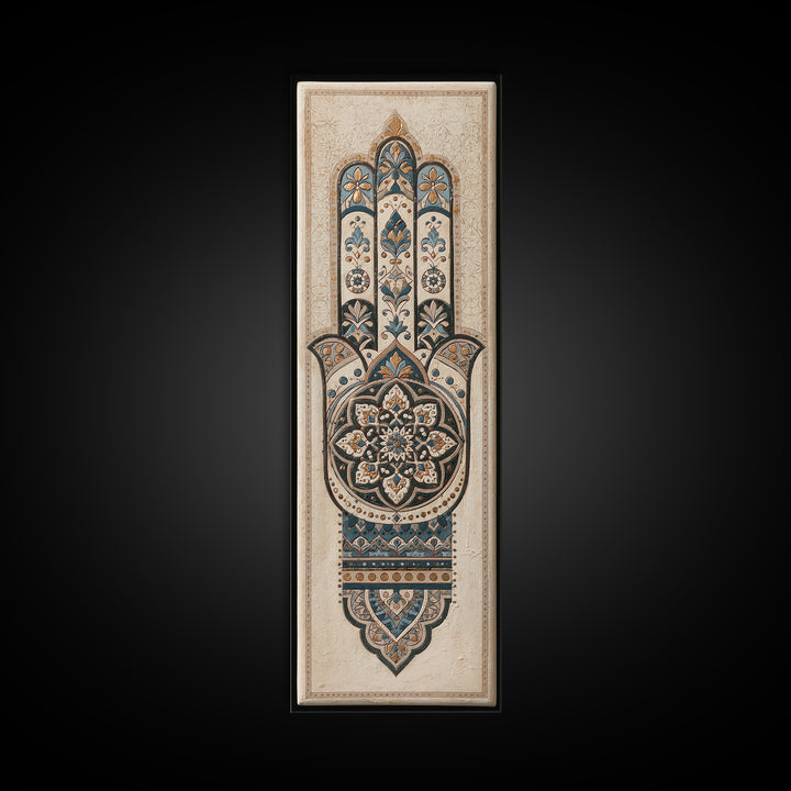 Protective Hand Motif Canvas Print, Spiritual Art, Poster, Living Room Decor, Spirit, Framed Wall Art, Canvas Wall Art, SPI-1x3-59