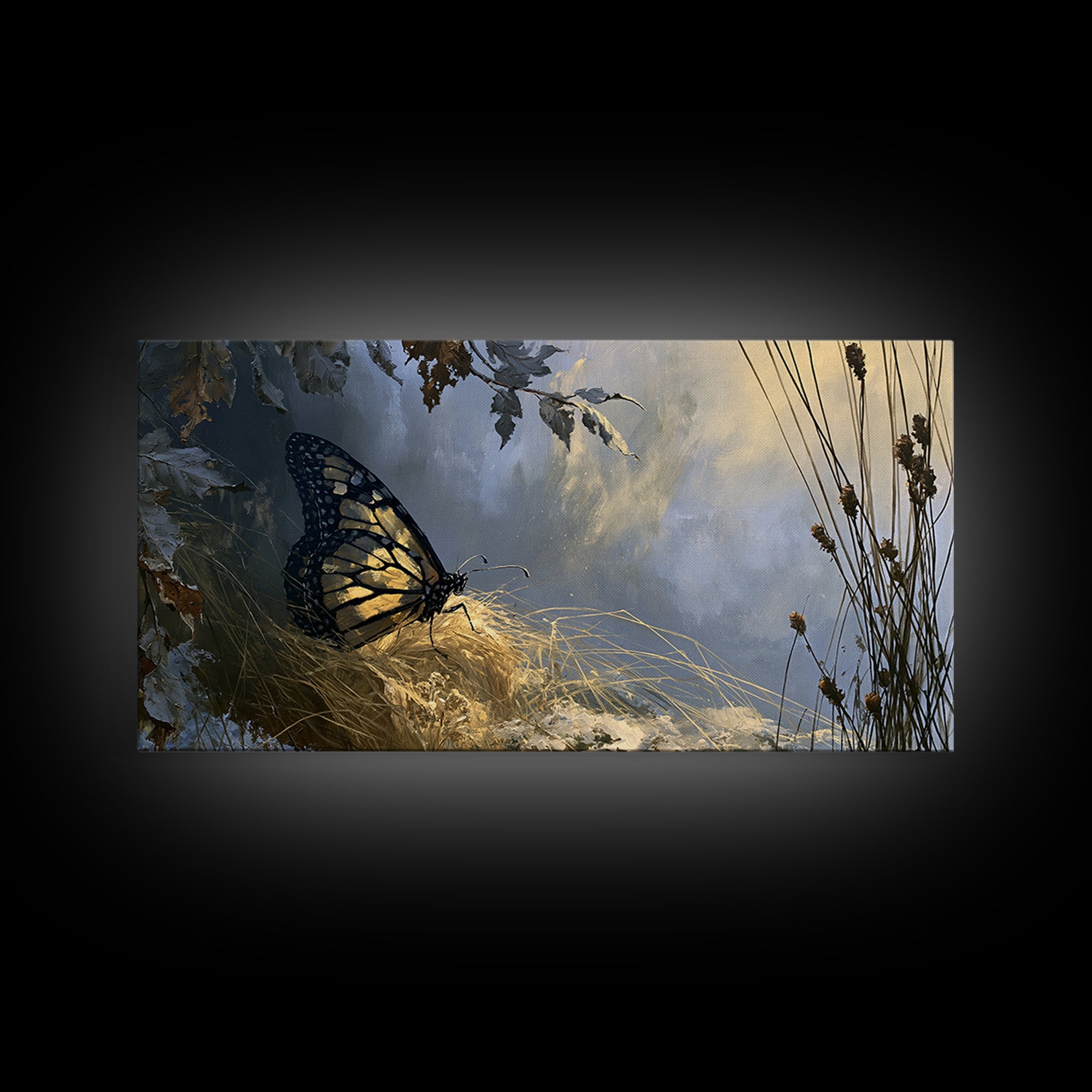 Butterfly Transformation Scene Framed Canvas Print, Spiritual Art, Trendy Wall Art, Living Room Decor, Fine Art, Spirit, SPI-2x1-11