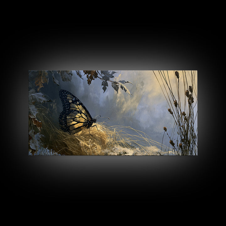 Butterfly Transformation Scene Framed Canvas Print, Spiritual Art, Trendy Wall Art, Living Room Decor, Fine Art, Spirit, SPI-2x1-11
