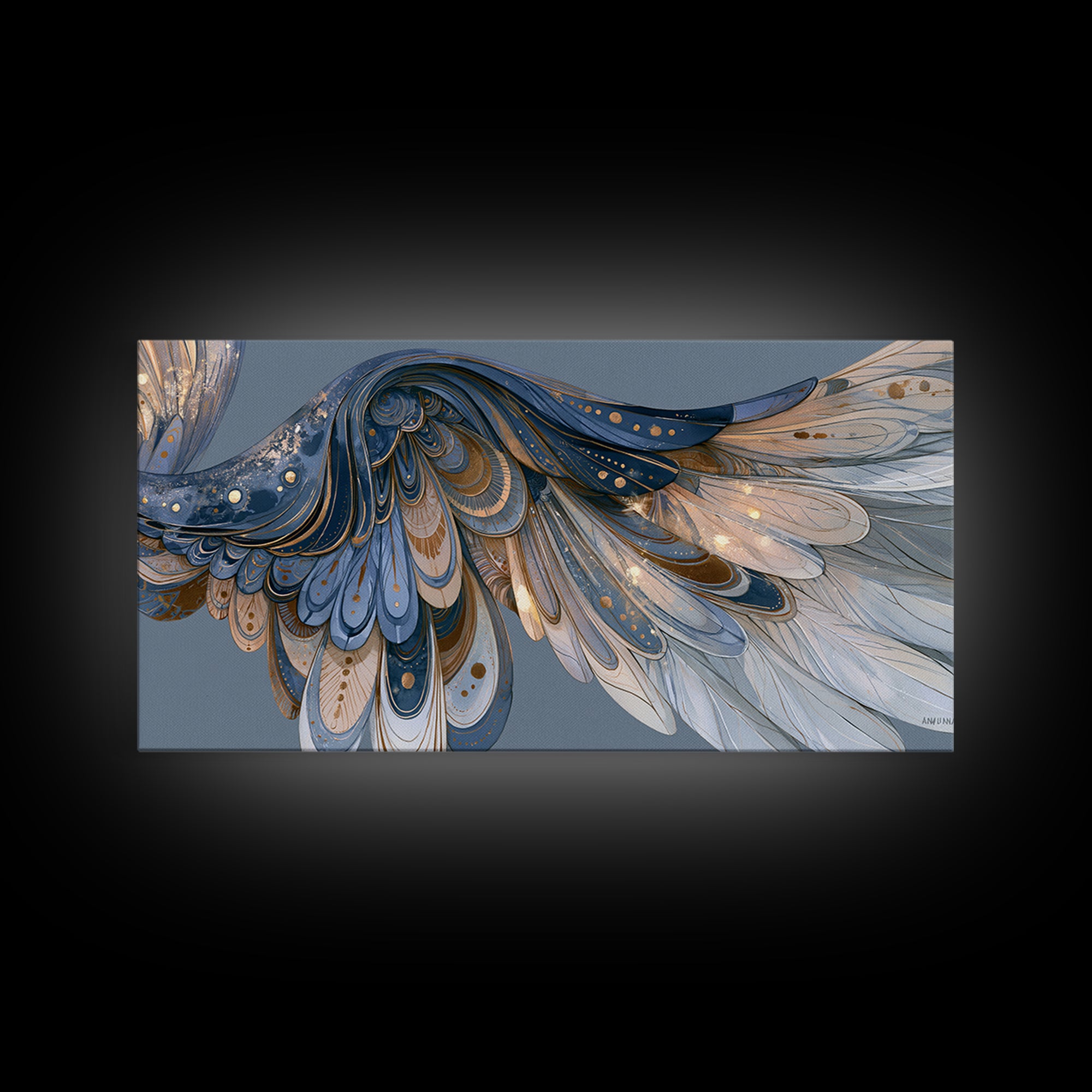 Angel Wings Emerging from Warm Light Canvas Print, Spiritual Art, Boho Wall Art, Living Room Decor, Oil Painting, Spirit, SPI-2x1-21
