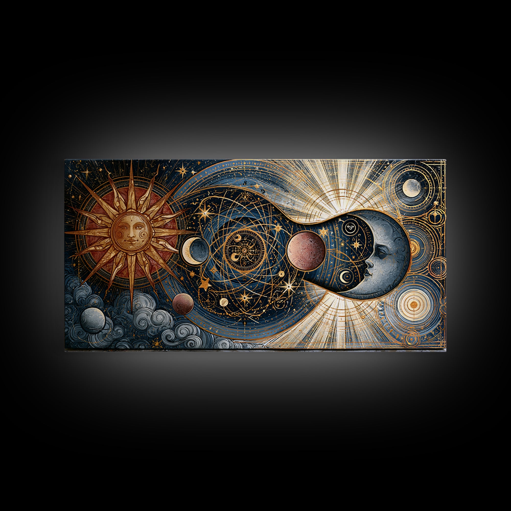 Sun and Moon Spiritual Balance Composition Canvas Print, Spiritual Art, Art Prints, Living Room Decor, Fine Art, Spirit, SPI-2x1-52