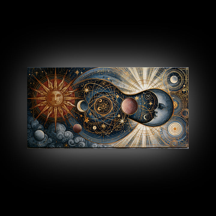Sun and Moon Spiritual Balance Composition Canvas Print, Spiritual Art, Art Prints, Living Room Decor, Fine Art, Spirit, SPI-2x1-52