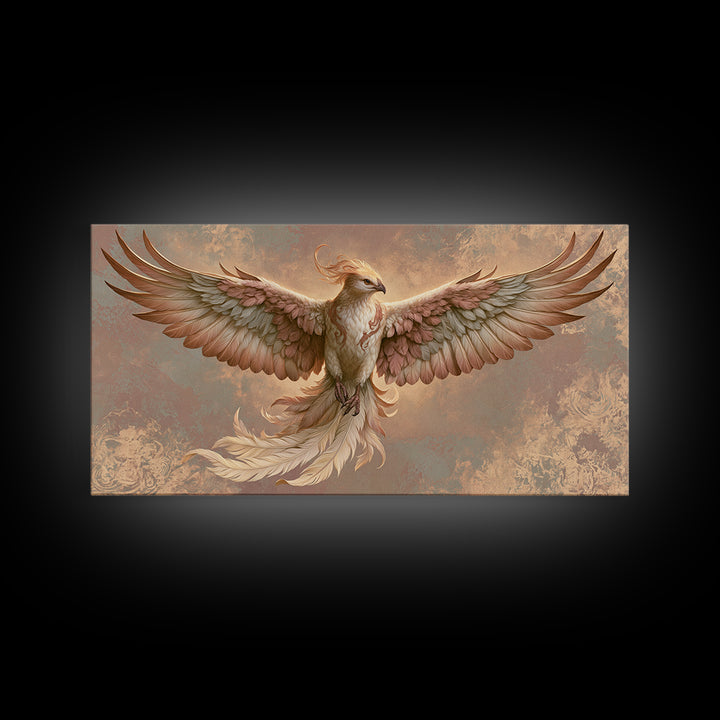 Phoenix Rising as Renewal Symbol Framed Canvas Print, Spiritual Art, Fine Art Print, Living Room Decor, Fine Art, Spirit, SPI-2x1-79